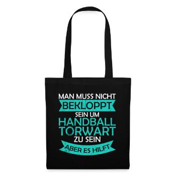 Handballtorwart Handball Torhüter Verrückt - Stoffbeutel - Schwarz - Vorne