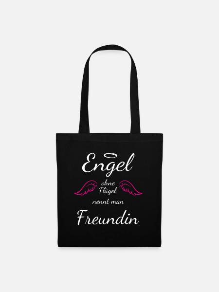 Engel ohne Flügel nennt man Freundin Geschenkidee - Stoffbeutel - Schwarz