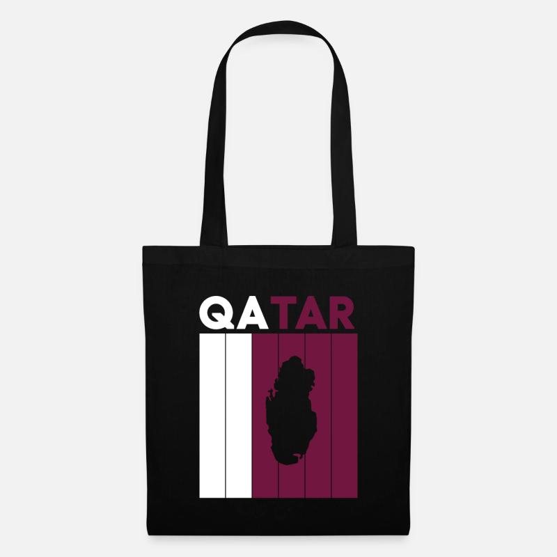 Drapeau et frontière du Qatar - Sac en tissu - noir