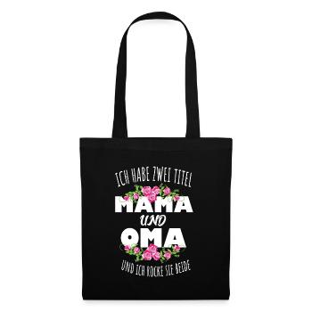Mama Oma Rocken Geschenk - Stoffbeutel - Schwarz - Vorne