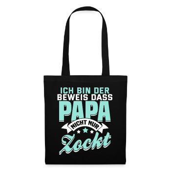 Lustiger Papa Spruch Zocker Videospiel Geschenk - Stoffbeutel - Schwarz - Vorne