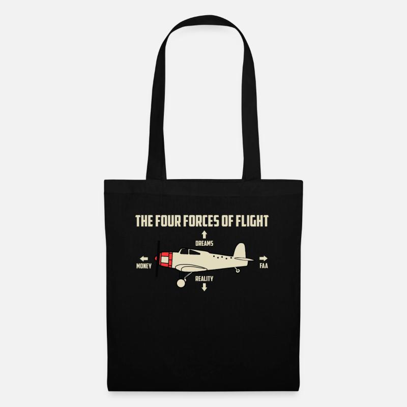 Flugzeug - Stoffbeutel - Schwarz