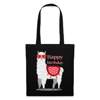 Lama Alpaka Birthday Geschenk Damen Herren Kinder - Stoffbeutel - Schwarz - Vorne