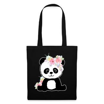 Panda Lustig Geschenk Damen Herren Kinder - Stoffbeutel - Schwarz - Vorne