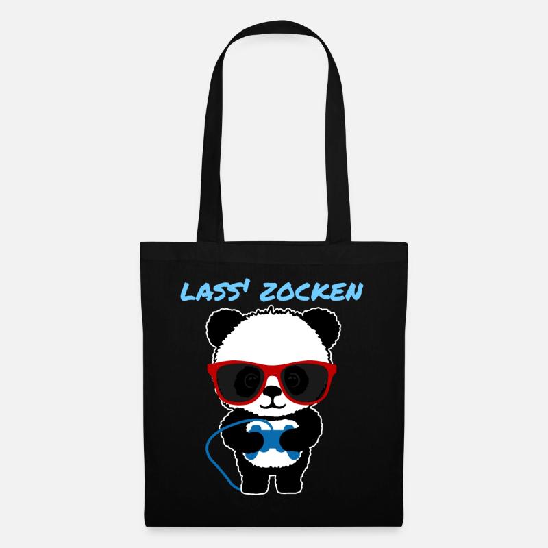 Panda Lustig Zocker Geschenk Damen Herren Kinder - Stoffbeutel - Schwarz
