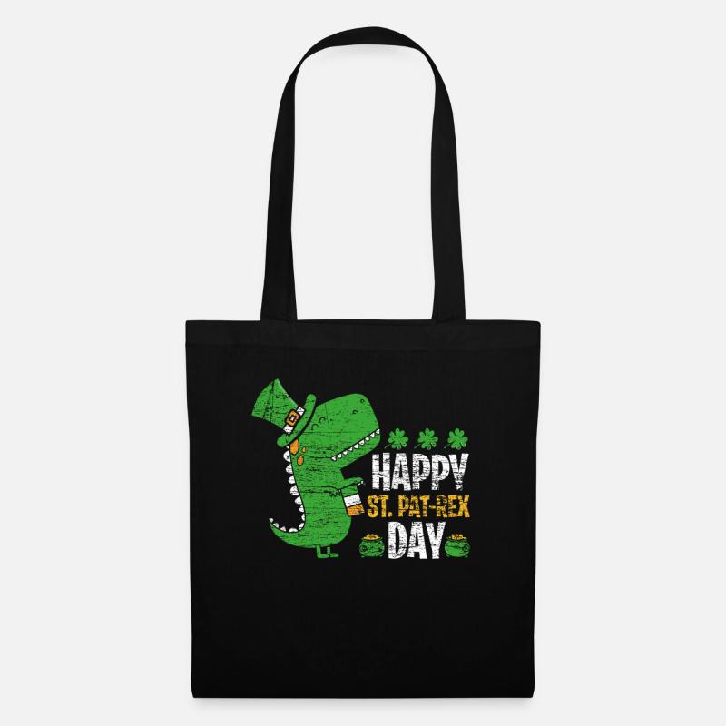 St. Patricks Day T-Rex - Stoffbeutel - Schwarz