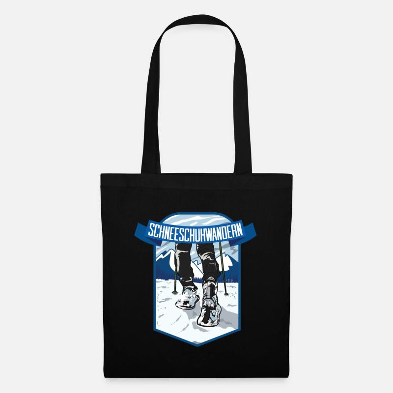 Schneeschuhwandern Wanderung Schnee Geschenk - Stoffbeutel - Schwarz