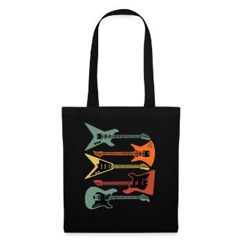 Retro E-Gitarren Vintage-Stil - Stoffbeutel - Schwarz - Vorne