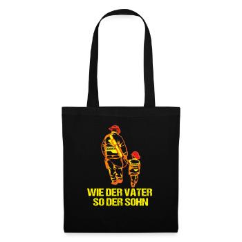 Wie der Vater so der Sohn Feuerwehr Papa - Stoffbeutel - Schwarz - Vorne