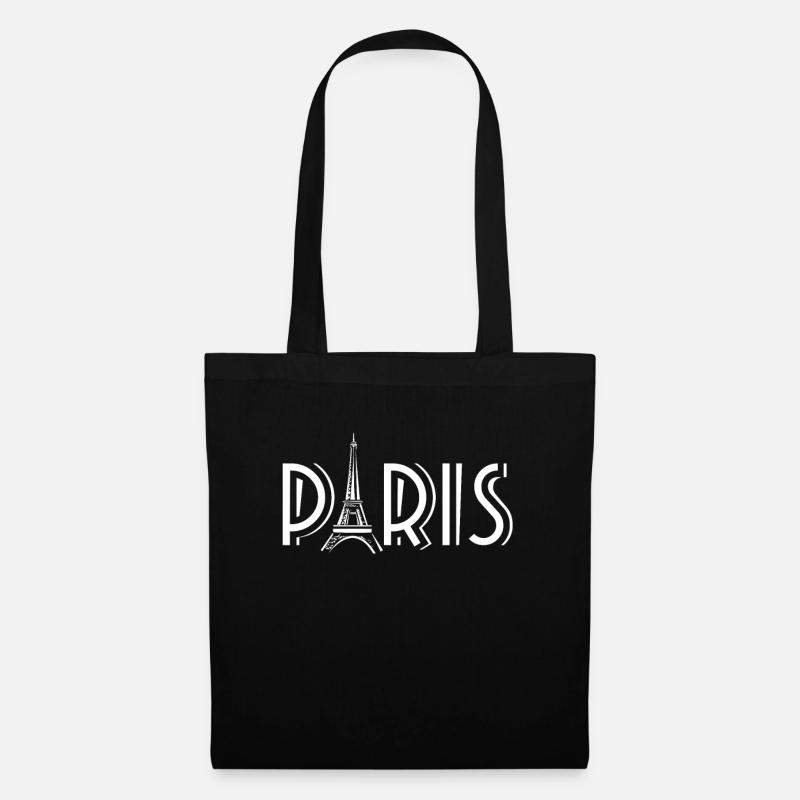 Paris Design mit Eiffelturm - Stoffbeutel - Schwarz