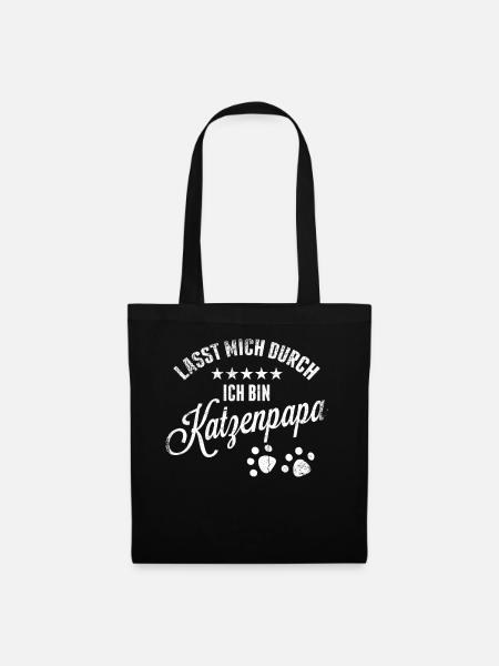 Katzenpapa Spruch - Stoffbeutel - Schwarz