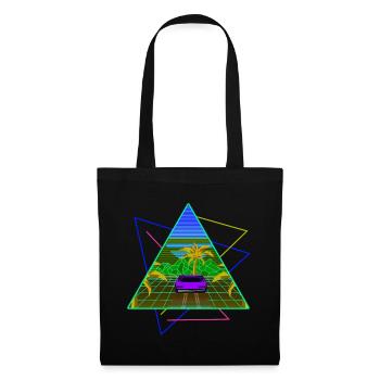 Palmiers néons Vaporwave - Sac en tissu - noir - Devant