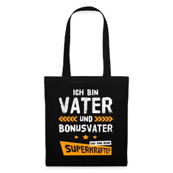 Vater Bonus Papa Bonusvater Bonuspapa Vatertag - Stoffbeutel - Schwarz - Vorne