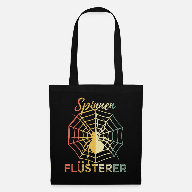 Lustig Spinnen Flüsterer Retro Spruch Geschenk - Stoffbeutel - Schwarz