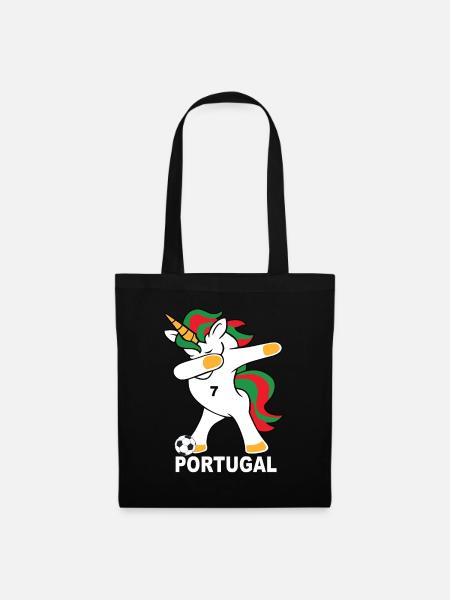 Fußball dab Einhorn Portugal Portugisch - Stoffbeutel - Schwarz