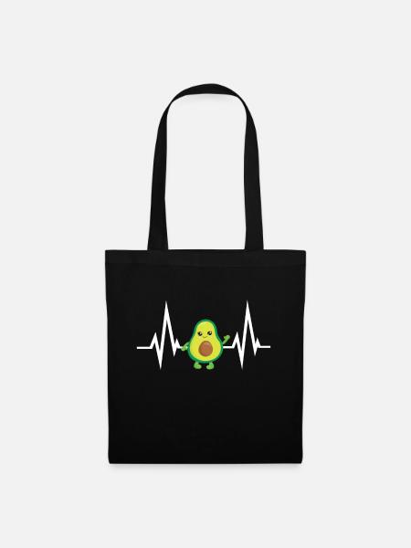 Herzschlag Avocado - Stoffbeutel - Schwarz