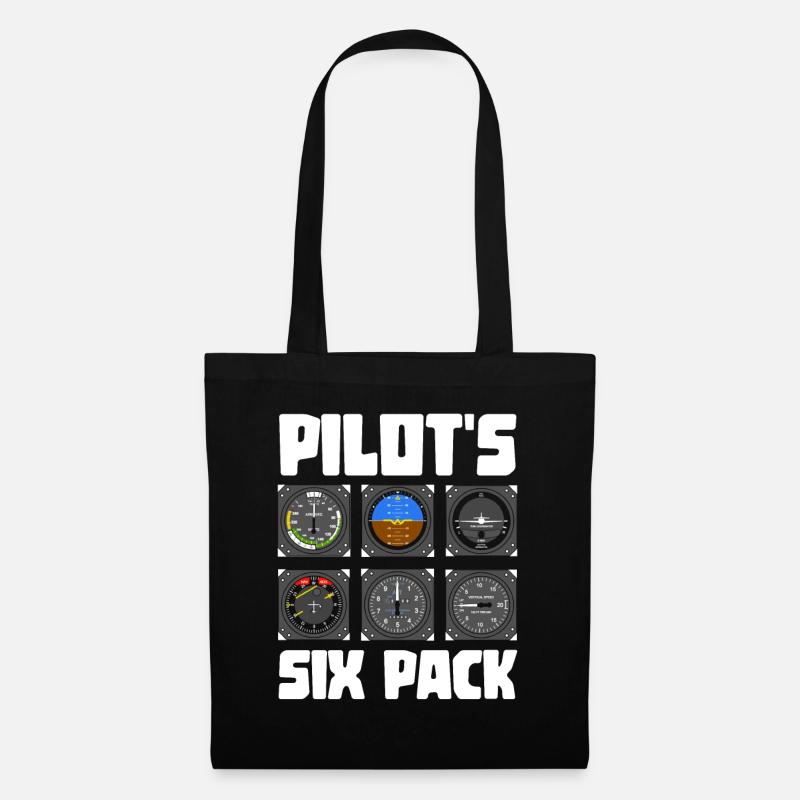 Pilot Sixpack Geschenkidee - Stoffbeutel - Schwarz
