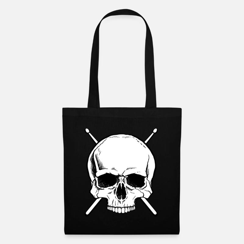 Drummer Schlagzeug Totenkopf - Stoffbeutel - Schwarz