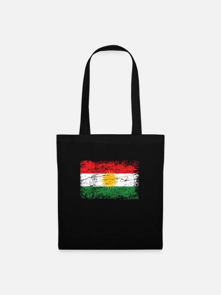 Kurdistan kurdisch Flagge Fahne used-look - Stoffbeutel - Schwarz