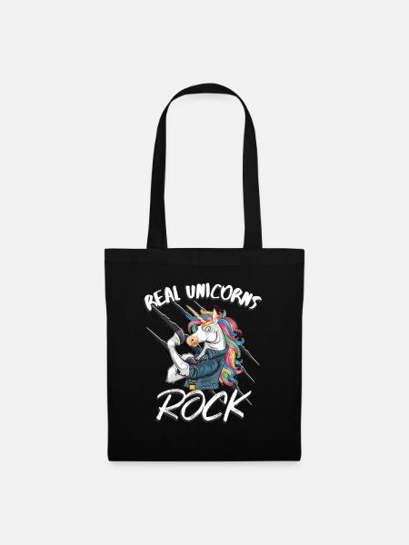 Einhorn Rocker echte Einhörner rocken - Stoffbeutel - Schwarz