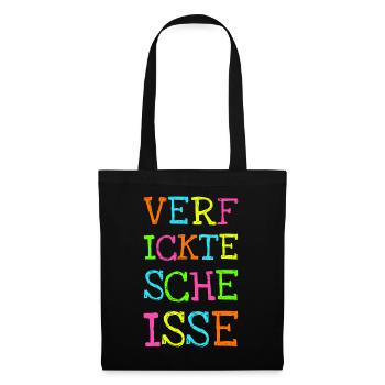 Verfickte Scheiße Schimpfwörter Flüche Spruch - Stoffbeutel - Schwarz - Vorne