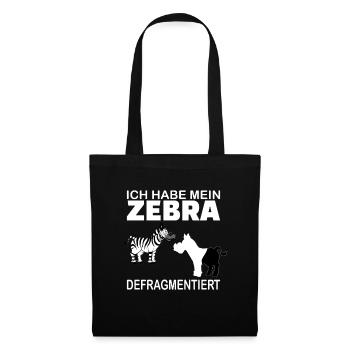 Zebra Defragmentiert Lustiges Geschenk Informatik - Stoffbeutel - Schwarz - Vorne