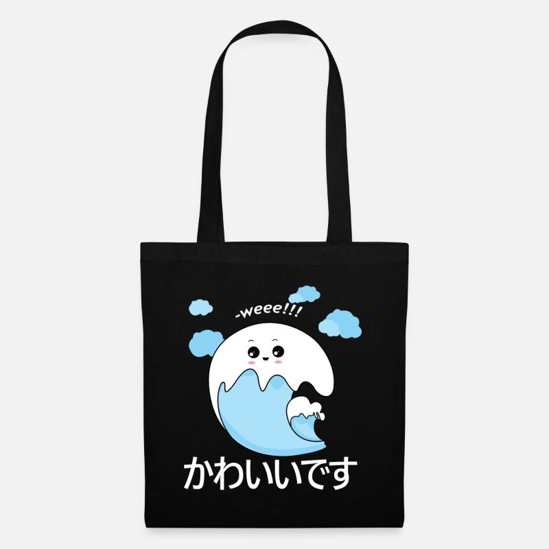 Die Kawaii Welle - Stoffbeutel - Schwarz