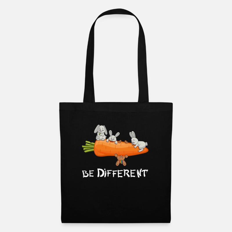 Be Different Lustiges Kaninchen Süßes Hasen Design - Stoffbeutel - Schwarz