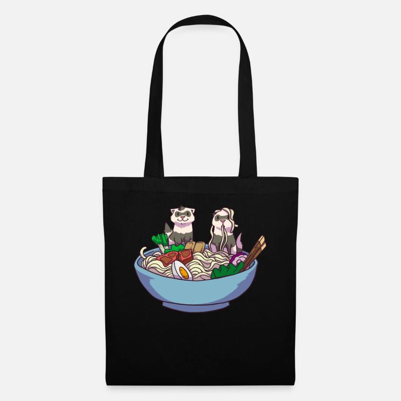 Frettchen Ramen Anime Kawaii - Stoffbeutel - Schwarz