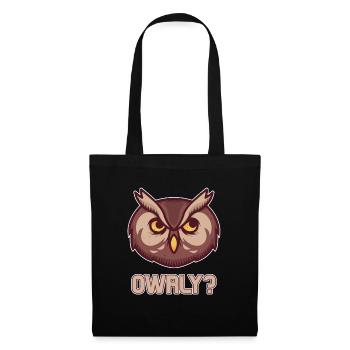 Funny owl meme owrly? Cartoon owl - Tote Bag - black - Front