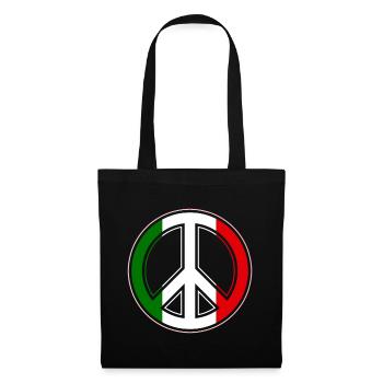 Italien Flagge Peace Zeichen T-Shirt - Stoffbeutel - Schwarz - Vorne