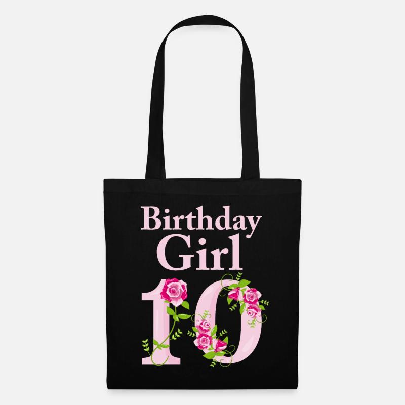 Geburtstag Geschenk Mädchen 10 Jahre - Stoffbeutel - Schwarz