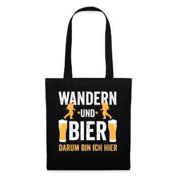 Wandern Bier Wanderer Wandersport - Stoffbeutel - Schwarz - Vorne
