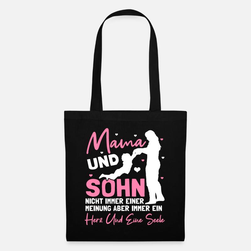 Lustig Mama und Sohn Partnerlook Spruch Geschenk - Stoffbeutel - Schwarz