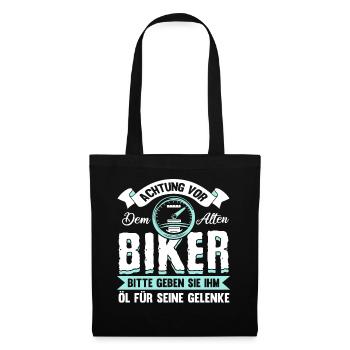 Lustig Motorrad Bike Opa Rente Geschenk Spruch - Stoffbeutel - Schwarz - Vorne
