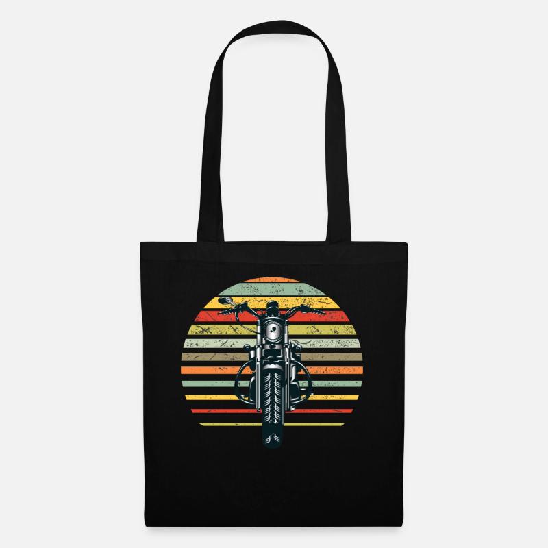 Motorrad Biker Retro Design Herren Damen Kinder - Stoffbeutel - Schwarz