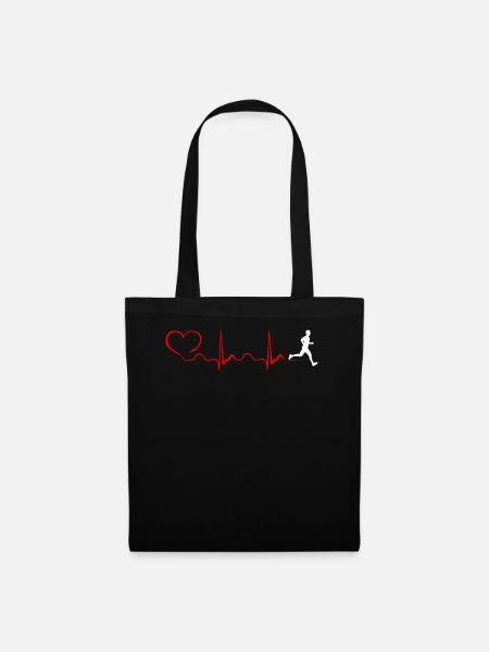 Triathlon Heartbeat And Heart - Stoffbeutel - Schwarz
