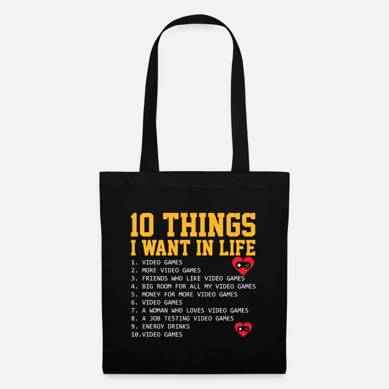 10 commandements de joueurs - Sac en tissu - noir