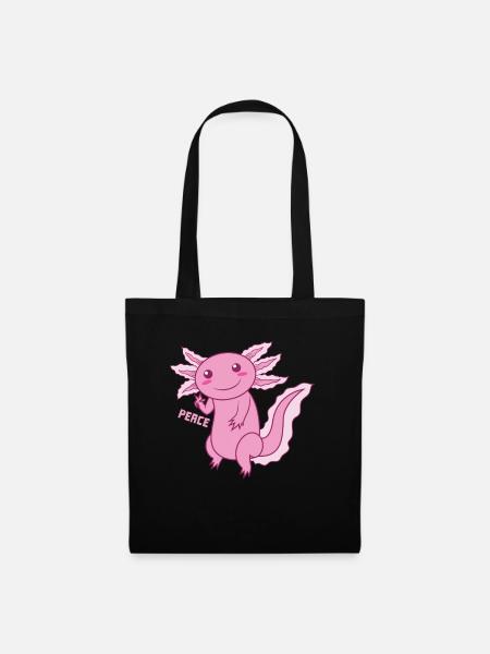 Axolotl "PEACE" - Stoffbeutel - Schwarz