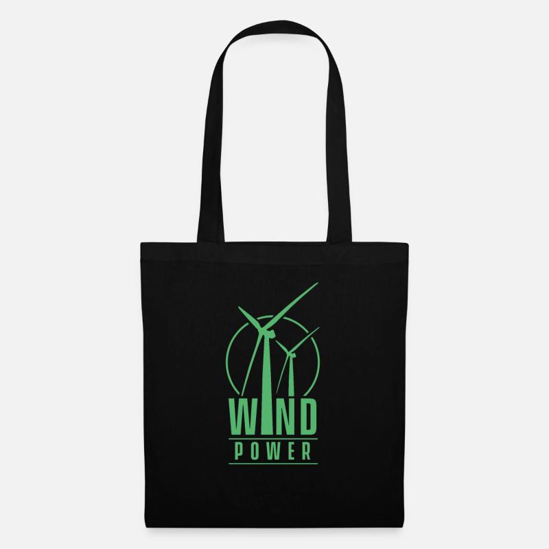 Windkraftanlage - Stoffbeutel - Schwarz