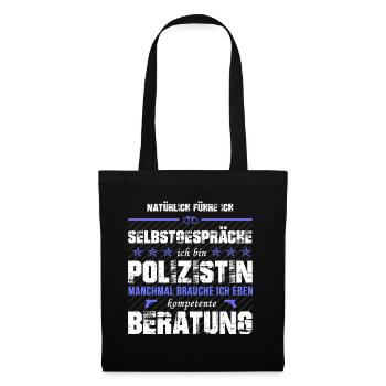 Polizistin - Stoffbeutel - Schwarz - Vorne