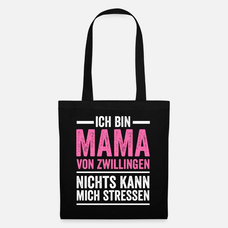 Zwillinge Mutter Mama Muttertag - Stoffbeutel - Schwarz