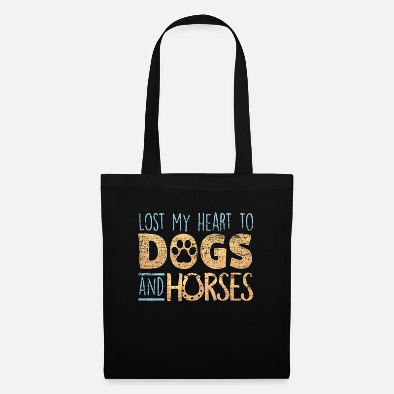 Pferde und Hunde - Stoffbeutel - Schwarz