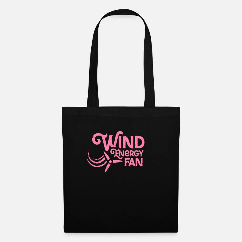 Power Windmühle Windenergie Windrad Windkraft - Stoffbeutel - Schwarz
