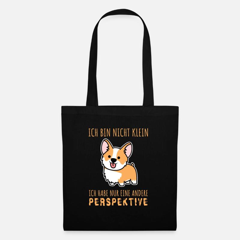 Ich bin nicht klein - Welsh Corgi Hunde Hunderasse - Stoffbeutel - Schwarz