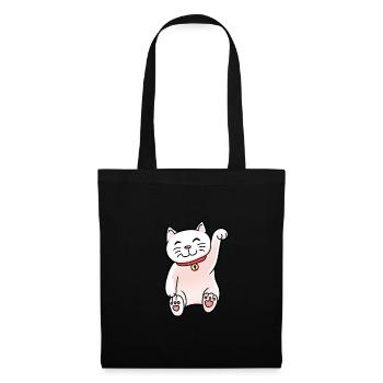Asien Katze China Chinesisch Katzen Miau - Stoffbeutel - Schwarz - Vorne