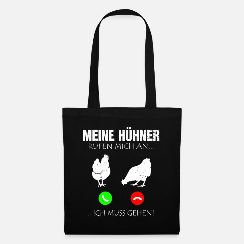Hühner Huhn Bauernhof Hahn Bauer Ei Hühnerstall - Stoffbeutel - Schwarz