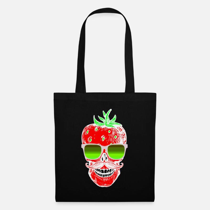 Sommer Hipster Skull Erdbeere mit Sonnenbrille - Stoffbeutel - Schwarz