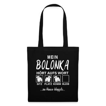 Mein Hund hört aufs Wort Bolonka Zwetna - Stoffbeutel - Schwarz - Vorne