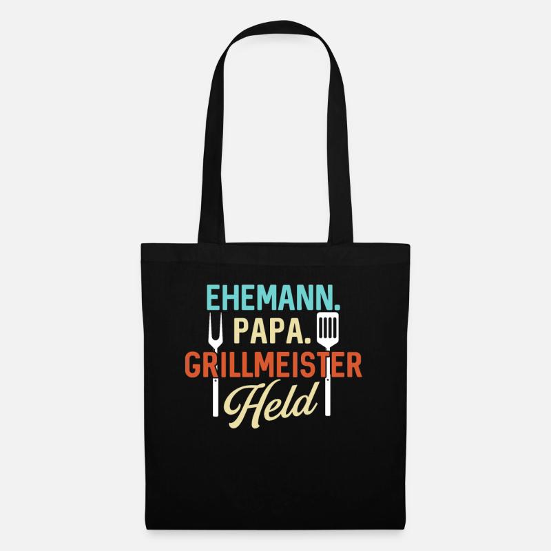 Ehemann Papa Grillmeister Held - Stoffbeutel - Schwarz